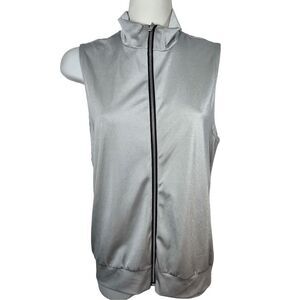 Kelle Metallic Silver Vest Dance Costume Size L Unisex Child Zip Up Kids Youth‎
